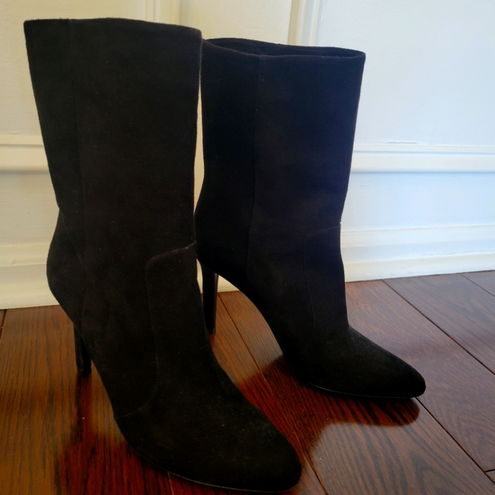 Tamara Mellon REBEL Black Suede midcalf Boots - New Without Box Dustbag Included